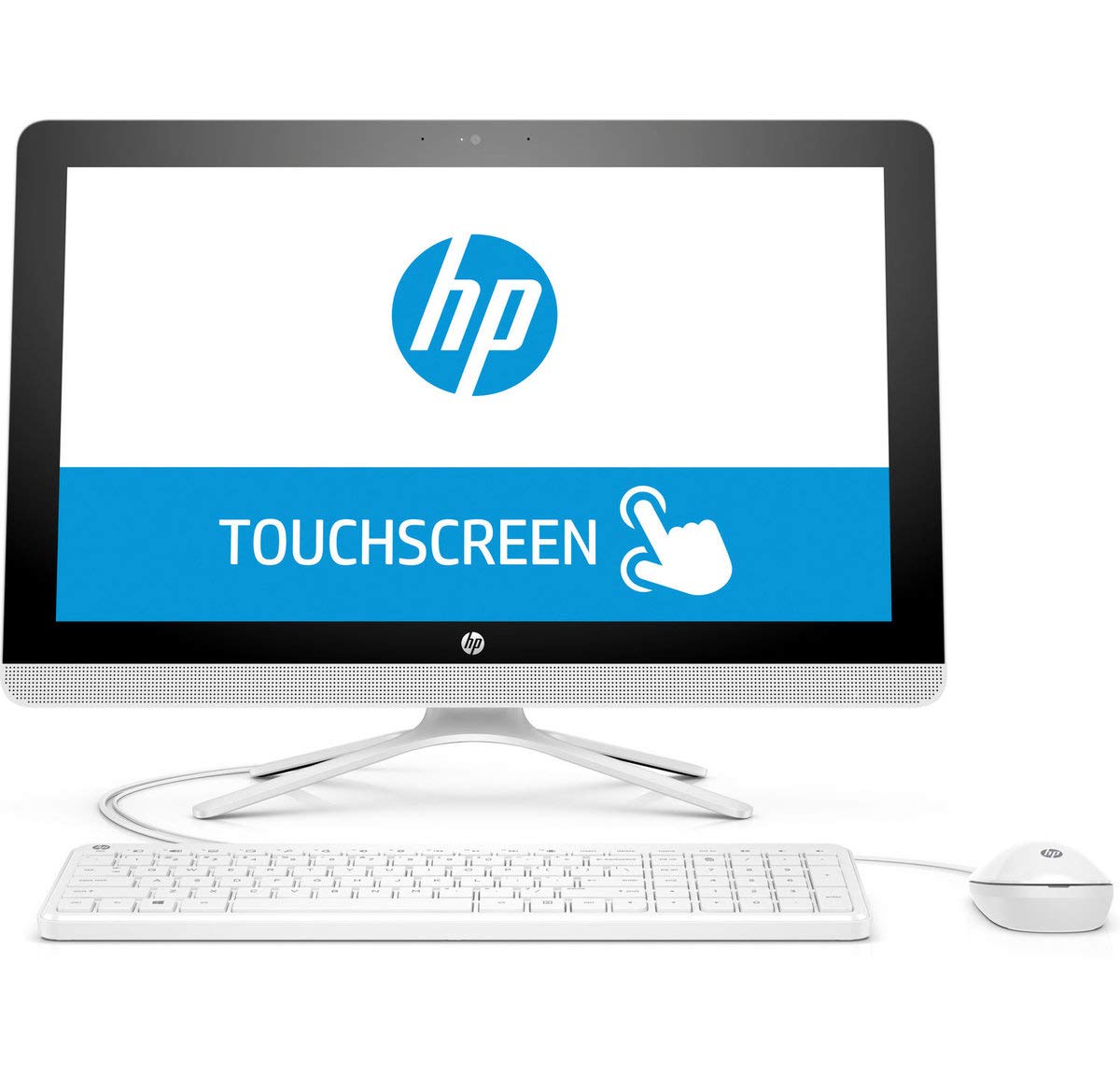 HP 2019 All in One 21.5' FHD Touchscreen High Performance Desktop PC, Intel Pentium Quad Core Processor 4GB RAM 1TB HDD HDMI DVD WiFi Bluetooth Webcam Keyboard + Mouse Windows 10, Snow White